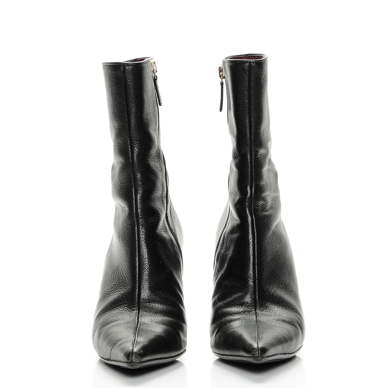 Gucci Leather Pointed Toe Ankle Booties 8 Black 2 of 9