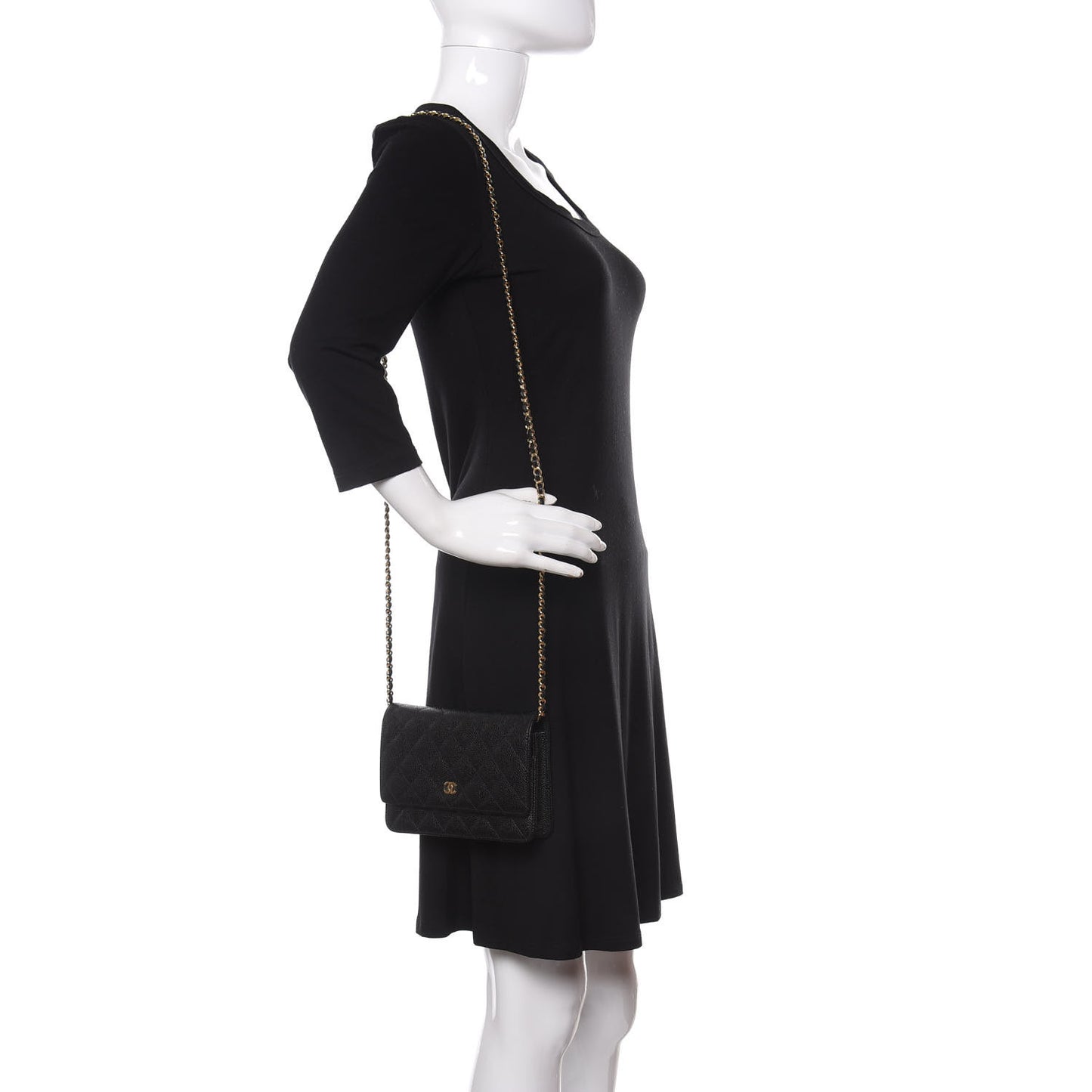 Caviar Quilted Wallet On Chain WOC Black