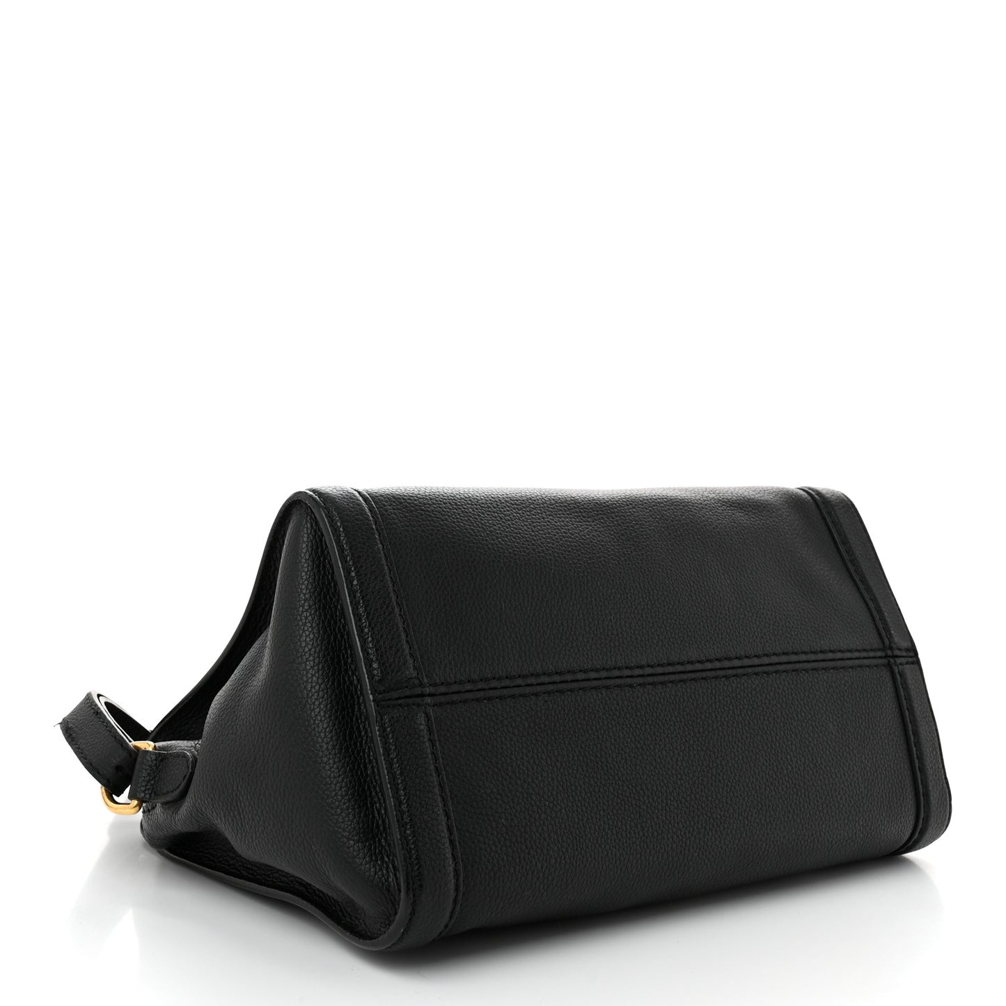 Pebbled Calfskin Small Skull Padlock Zip Around Tote Black