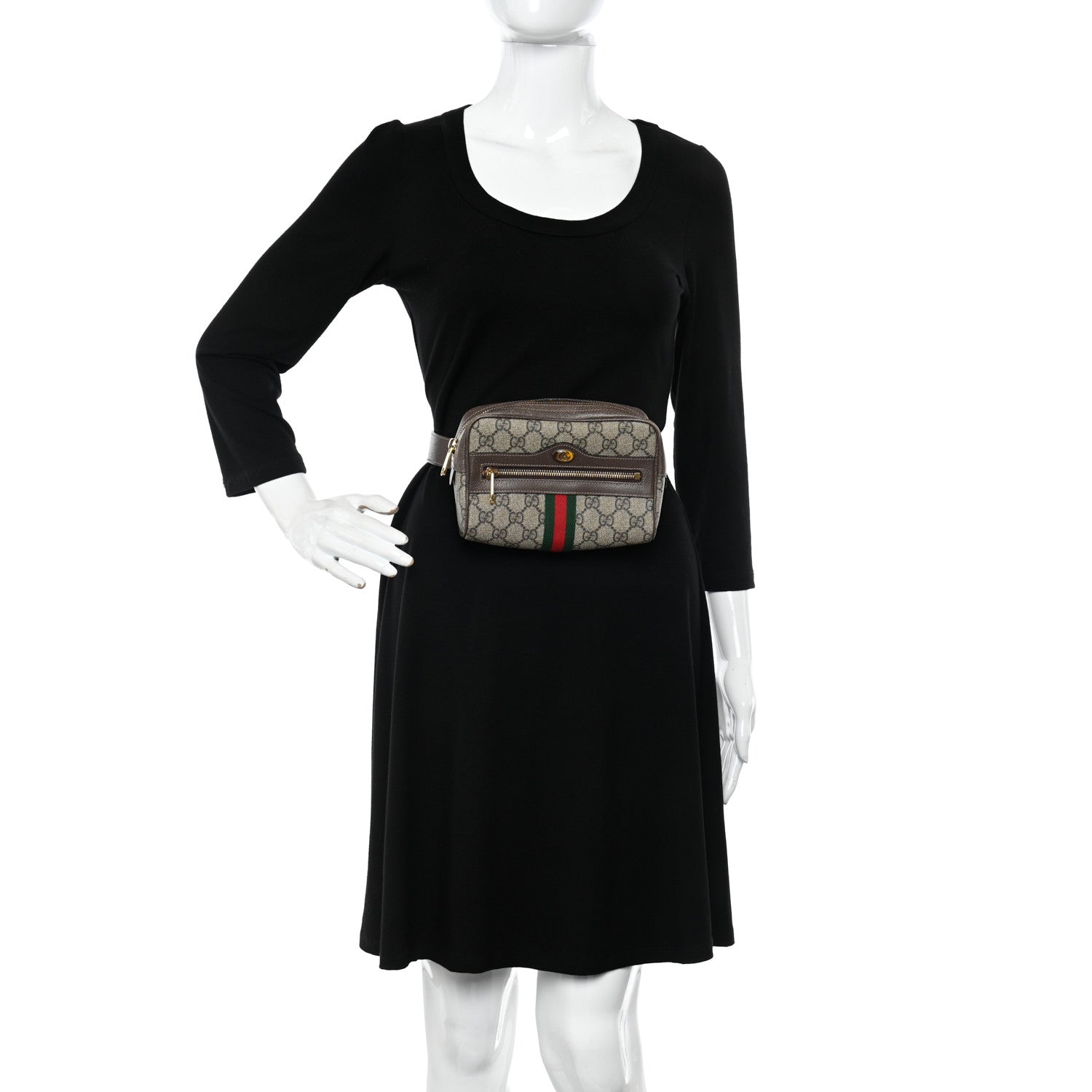 Gucci GG Supreme Monogram Web Small Ophidia Belt Bag 85 34 Dark Brown 3 of 13