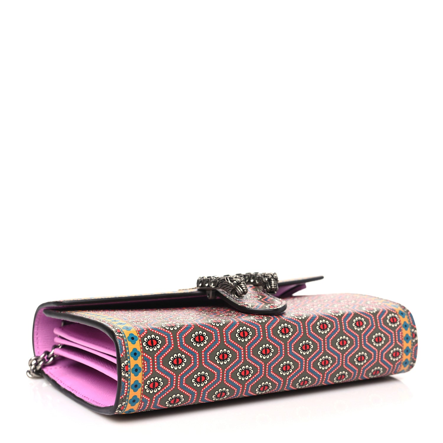 Gucci Azalea Calfskin Crystal Printed Garden Dionysus Chain Wallet Multicolor 4 of 12