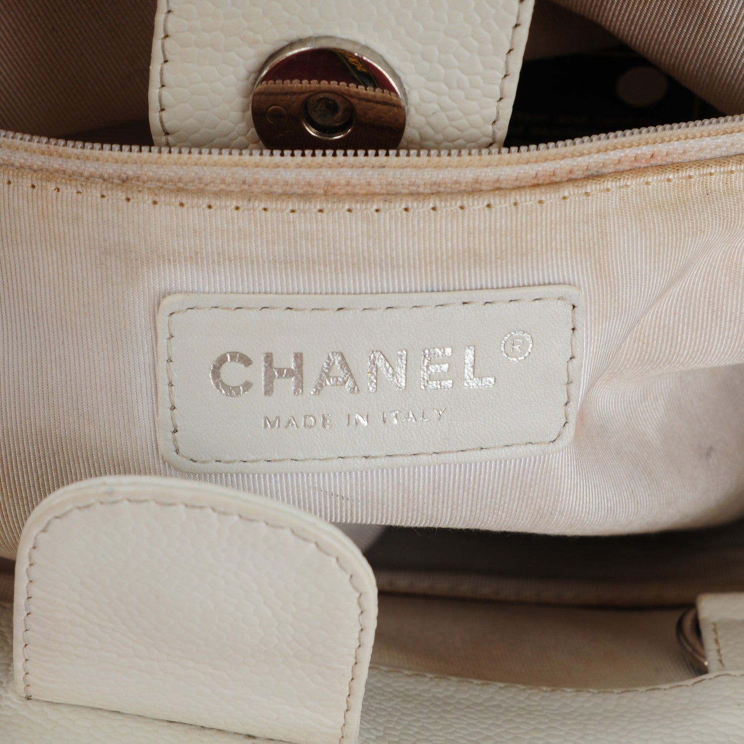 Chanel Caviar Quilted Petit Shopping Tote PST White 8 of 9