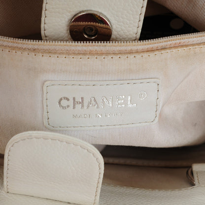 Chanel Caviar Quilted Petit Shopping Tote PST White 8 of 9