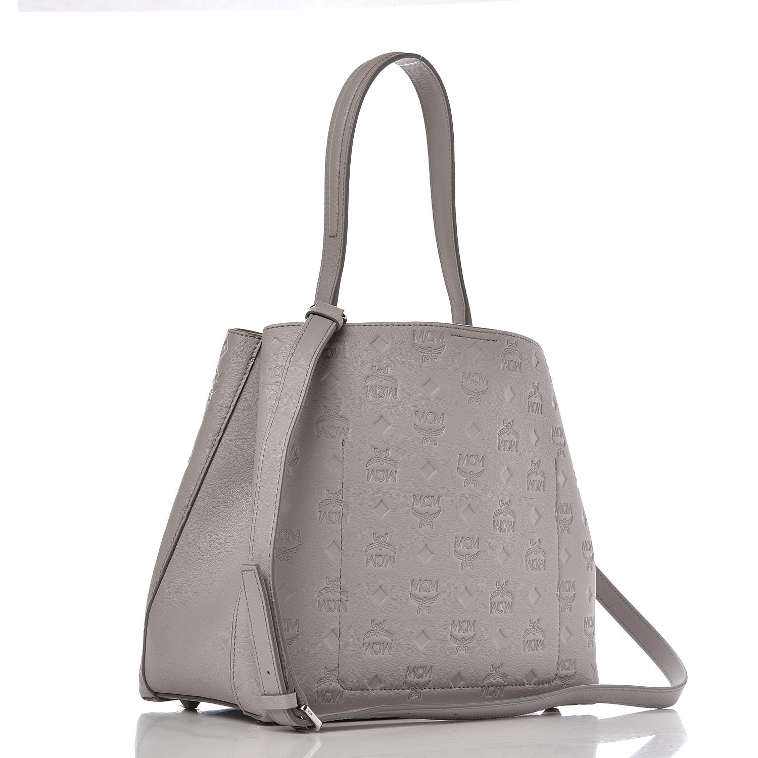 MCM Calfskin Ottomar Monogram Sarah Convertible Hobo Dove 4 of 16