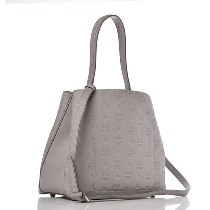 MCM Calfskin Ottomar Monogram Sarah Convertible Hobo Dove 4 of 16