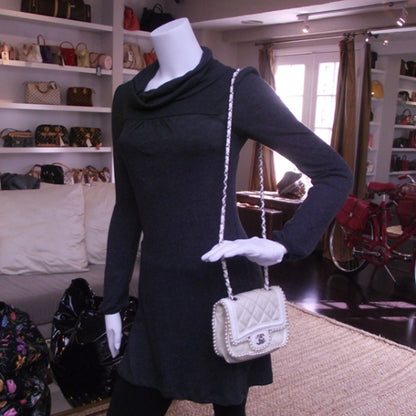 Chanel Pearl Trim Quilted Small Flap 2 of 12