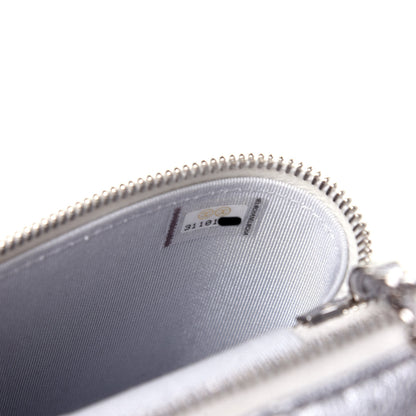 Chanel Metallic Lambskin Quilted Phone Holder With Chain Silver 7 of 12
