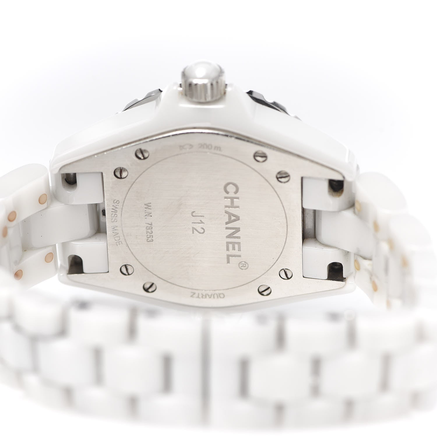 Chanel Stainless Steel Ceramic Diamond 33mm J12 Quartz Watch White 5 of 8