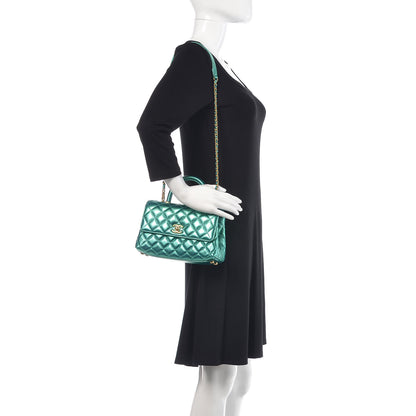 Chanel Metallic Caviar Quilted Mini Coco Handle Flap Blue 2 of 10