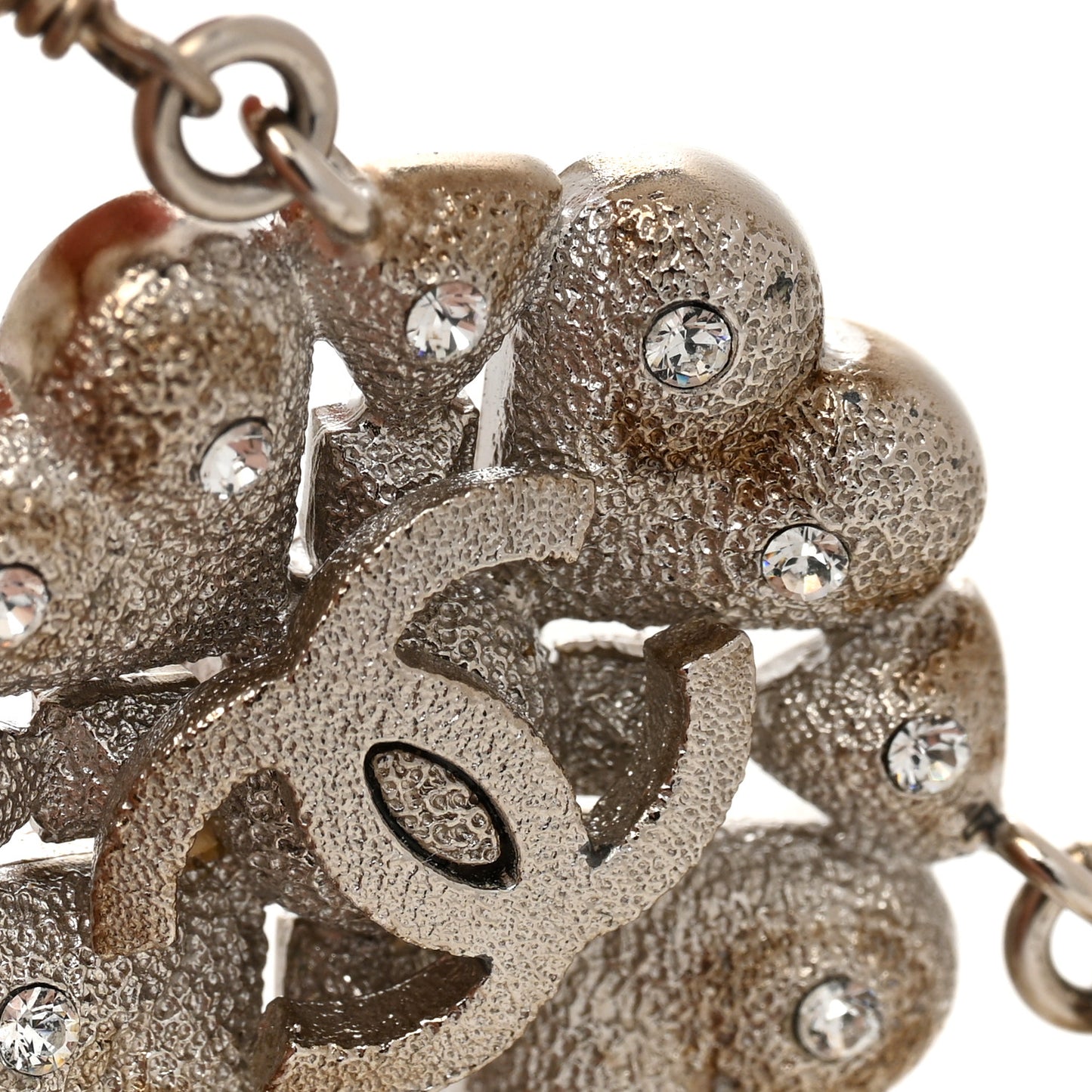 Pearl Crystal CC Bracelet Silver