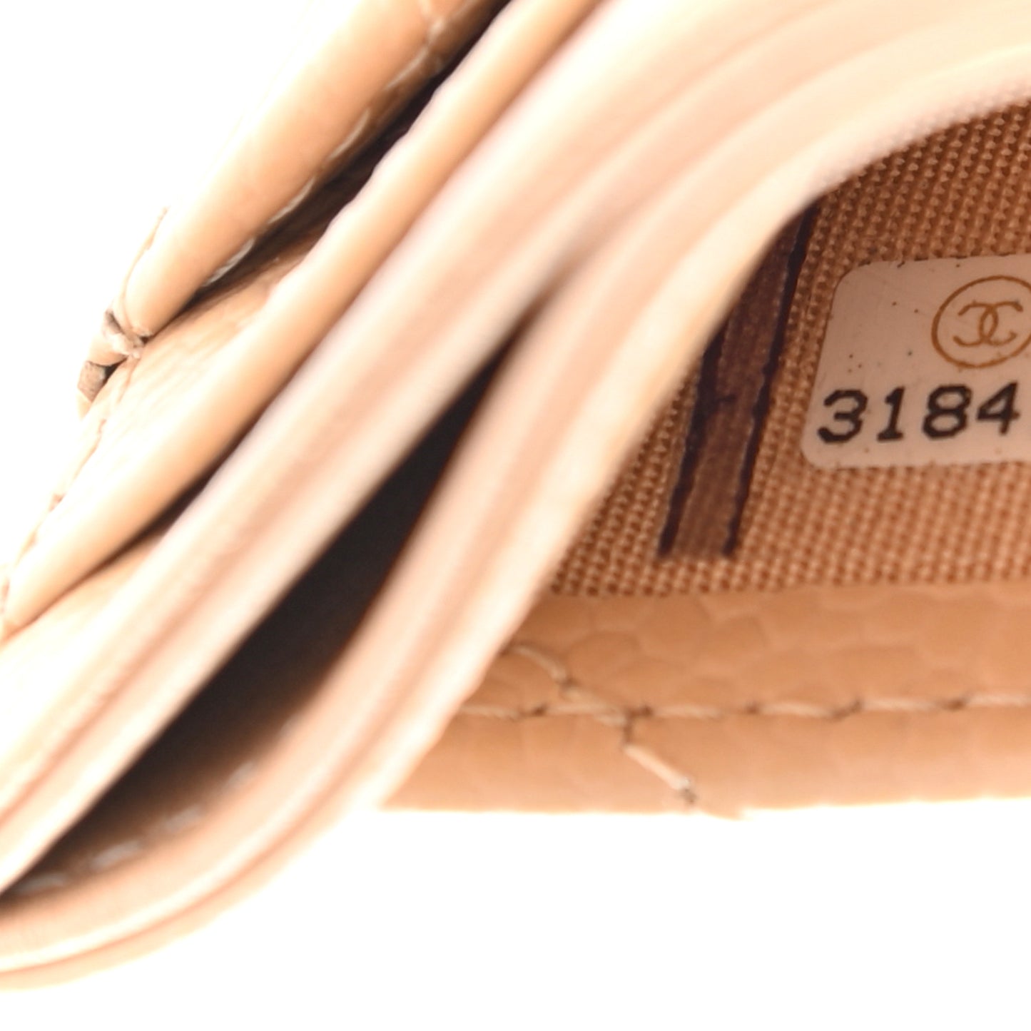 Caviar Quilted Card Holder Beige
