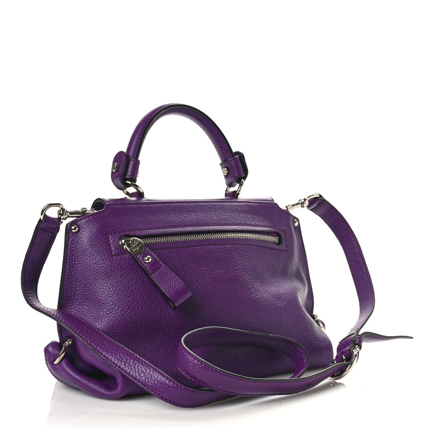 Grained Calfskin Sofia Satchel Mirtillo