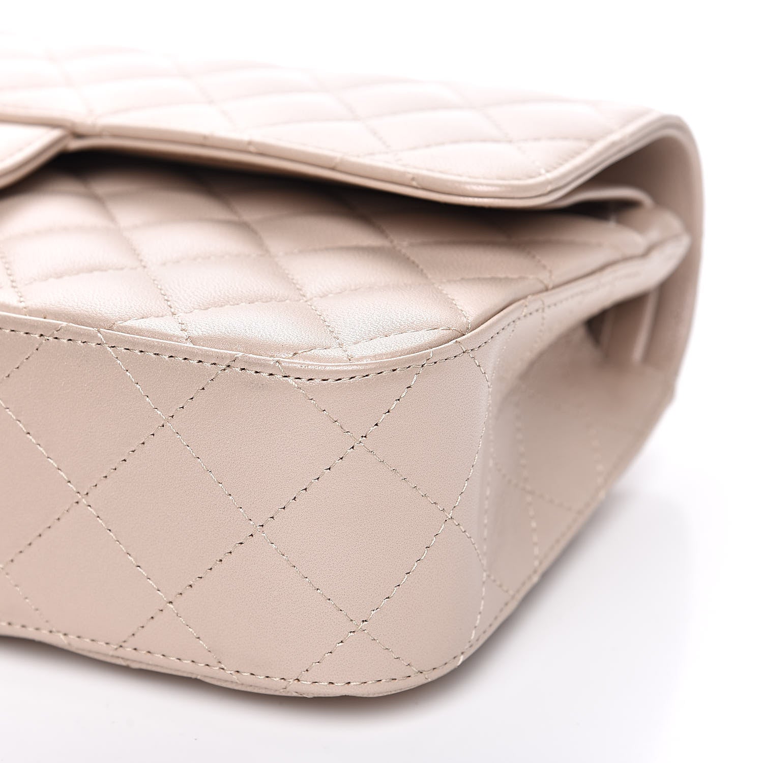 Chanel Iridescent Lambskin Quilted Medium Double Flap Light Beige 9 of 12