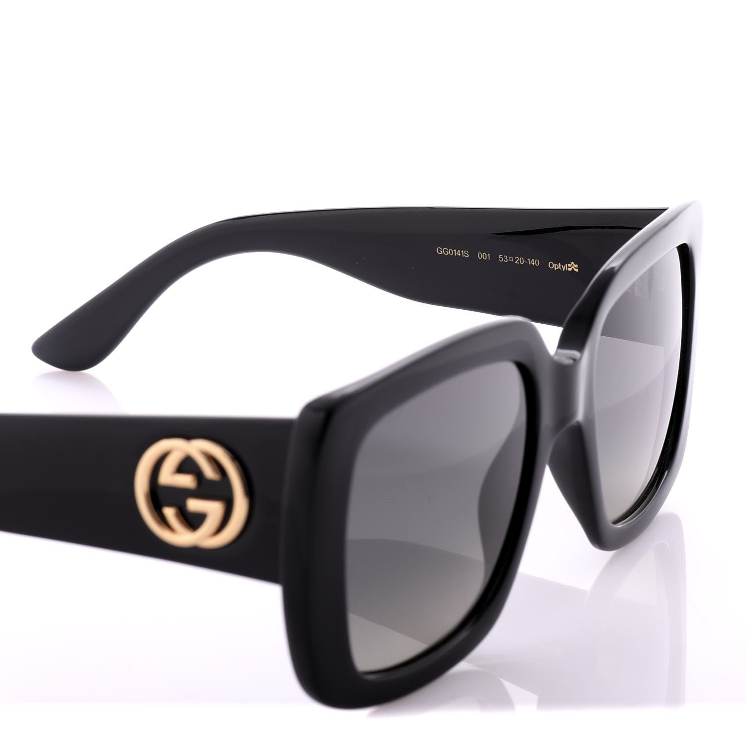 Gucci Acetate Square Frame Sunglasses GG 0141/S Black 5 of 8