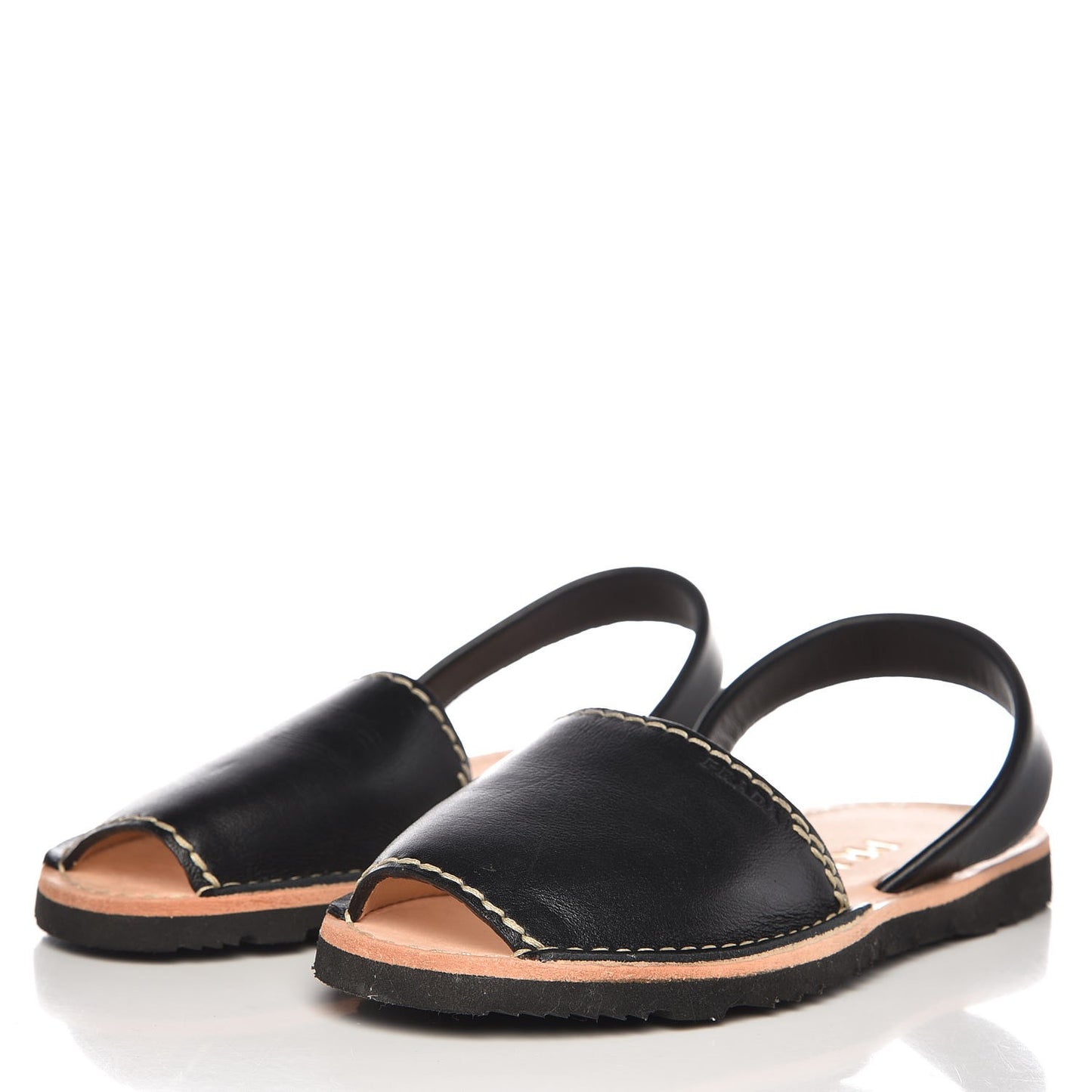 Vitello Slingback Flat Sandals 37 Black