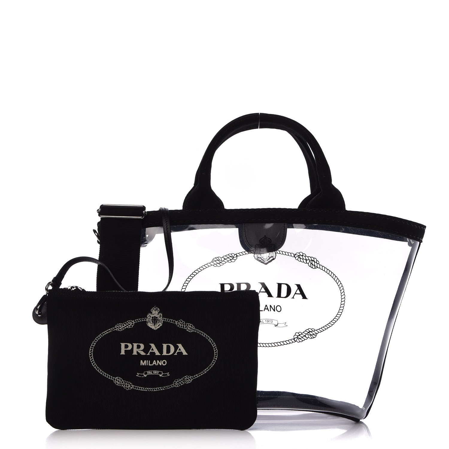 Prada Plexiglass Canapa Small Shopper Tote Black 3 of 7