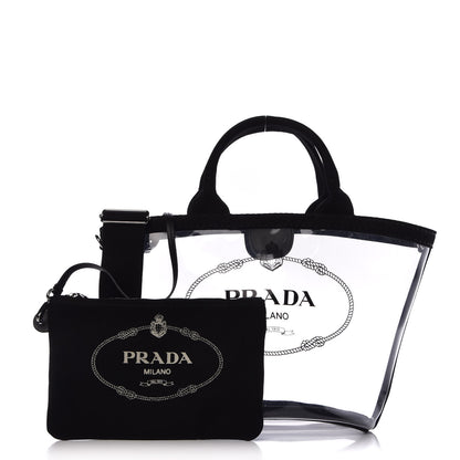 Prada Plexiglass Canapa Small Shopper Tote Black 3 of 7