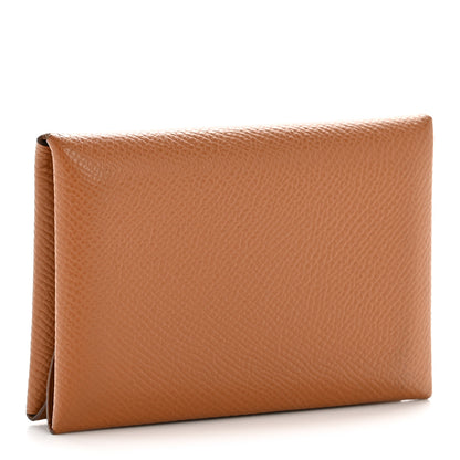 Hermes Epsom Calvi Duo Card Case Gold 3 of 9