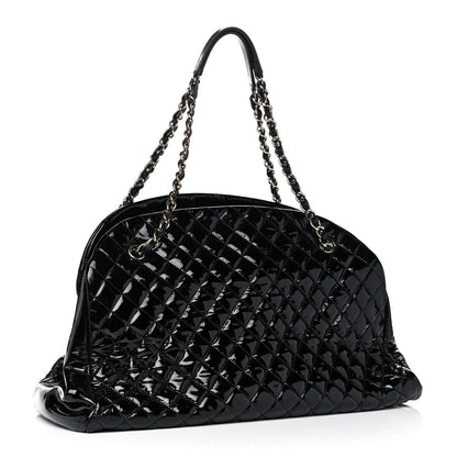 Chanel Patent Quilted Maxi Just Mademoiselle Bowling Bag Black 3 of 12