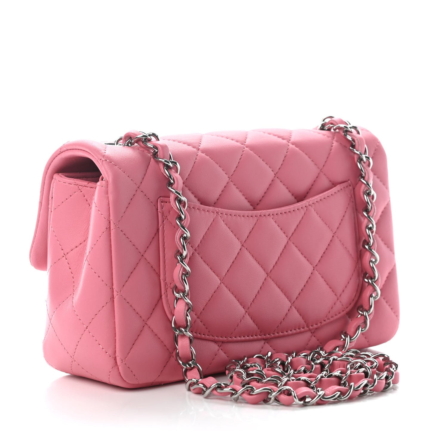 Lambskin Quilted Mini Rectangular Flap Pink