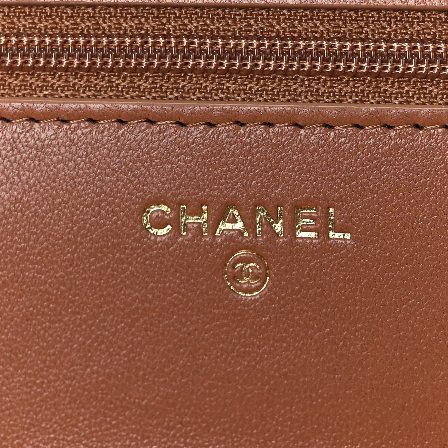 Lambskin Quilted Chanel 19 Wallet On Chain WOC Brown