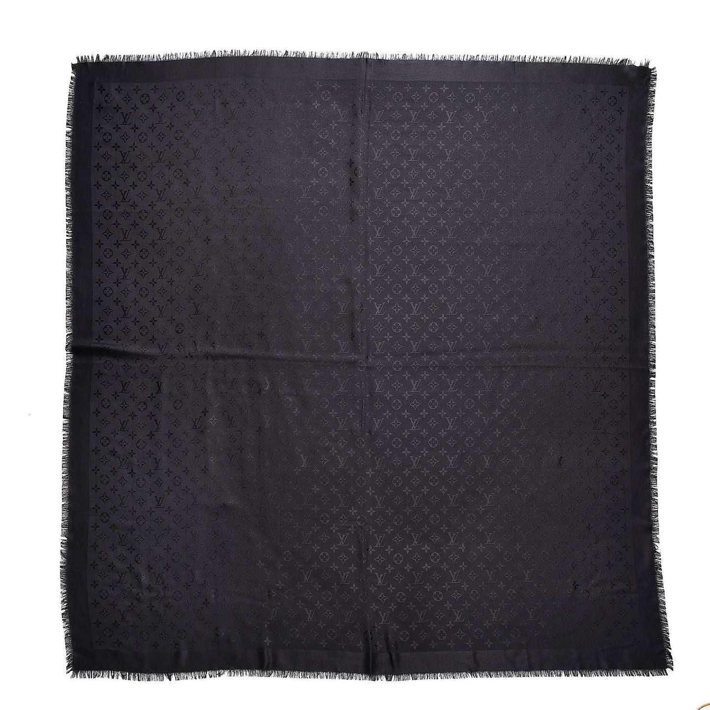 Silk Wool Monogram Shawl Black