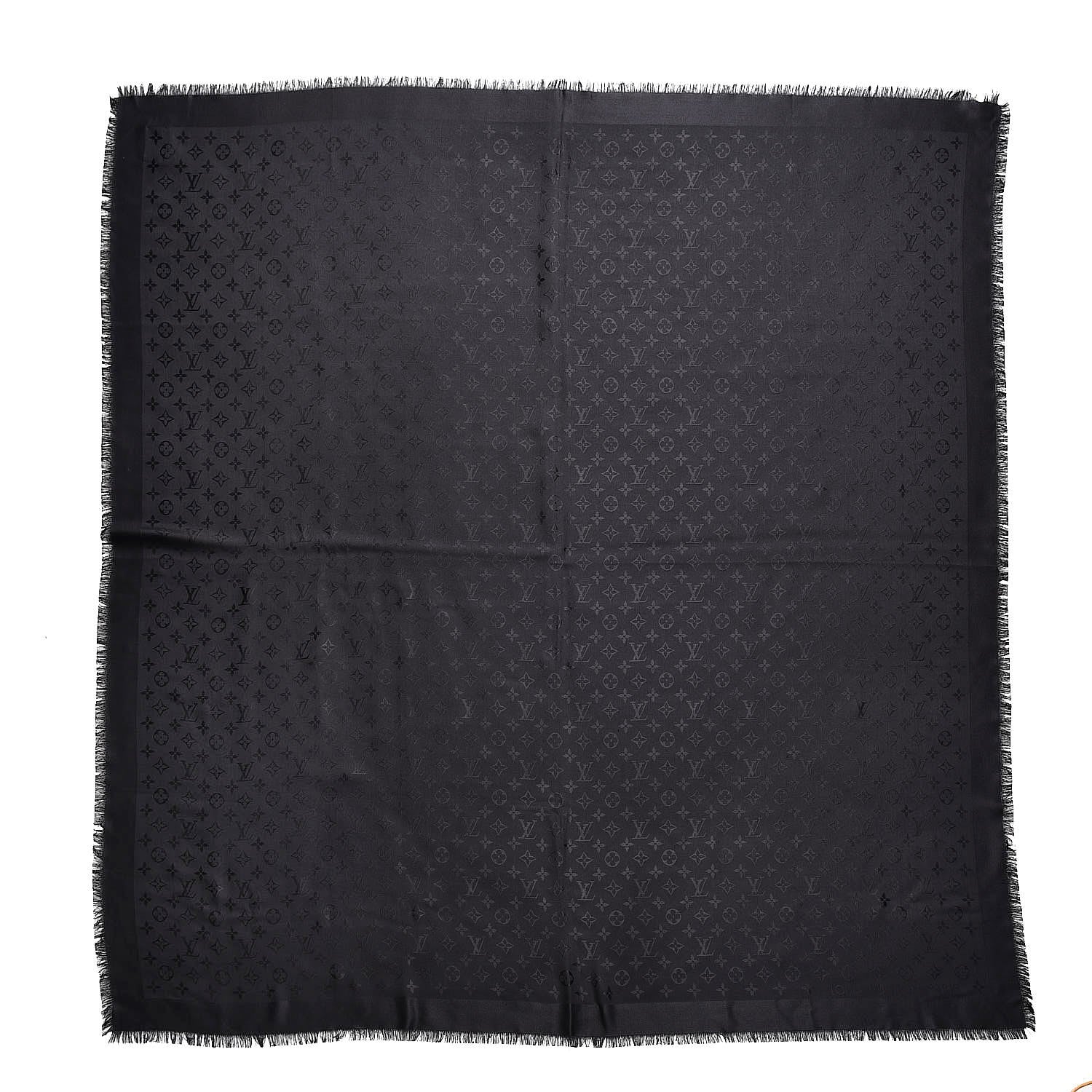 Louis Vuitton Silk Wool Monogram Shawl Black 1 of 5