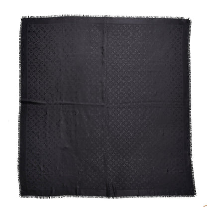 Louis Vuitton Silk Wool Monogram Shawl Black 1 of 5