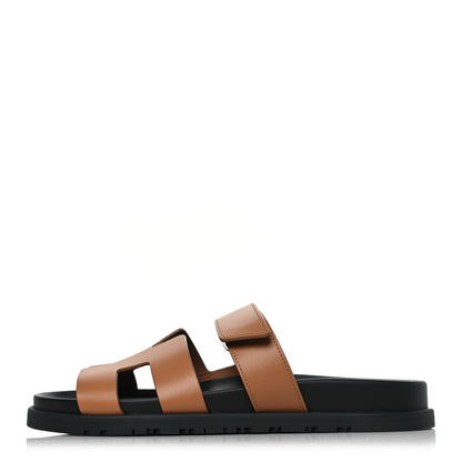 Hermes Calfskin Womens Chypre Sandals 39 Gold 1 of 9