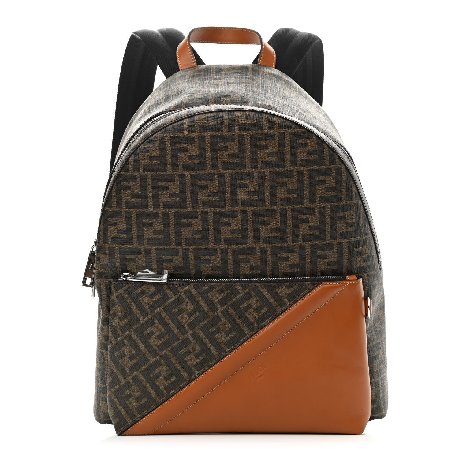 Fendi Glazed Fabric Vitello King FF 1974 Diagonal Pouch Pocket Backpack Tobacco Moro Cuoio 1 of 9