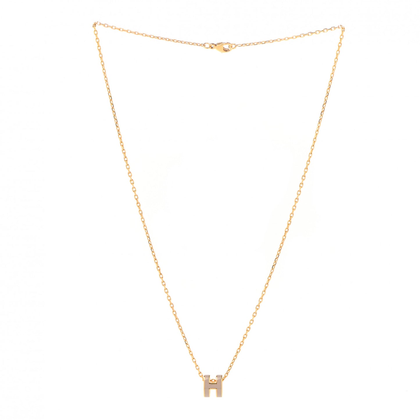Lacquered Gold Mini Pop H Pendant Necklace Marron Glace