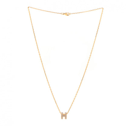 Hermes Lacquered Gold Mini Pop H Pendant Necklace Marron Glace 3 of 7