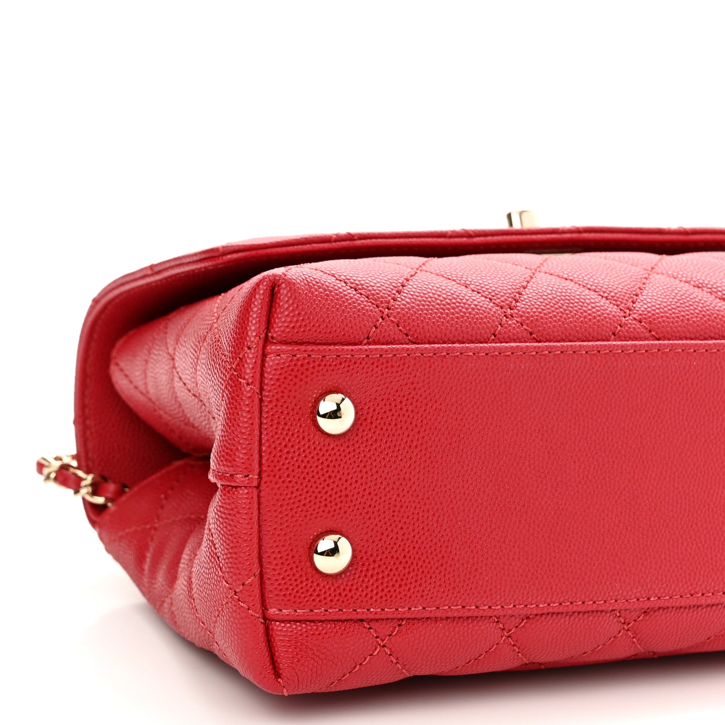 Caviar Quilted Mini Coco Handle Flap Red