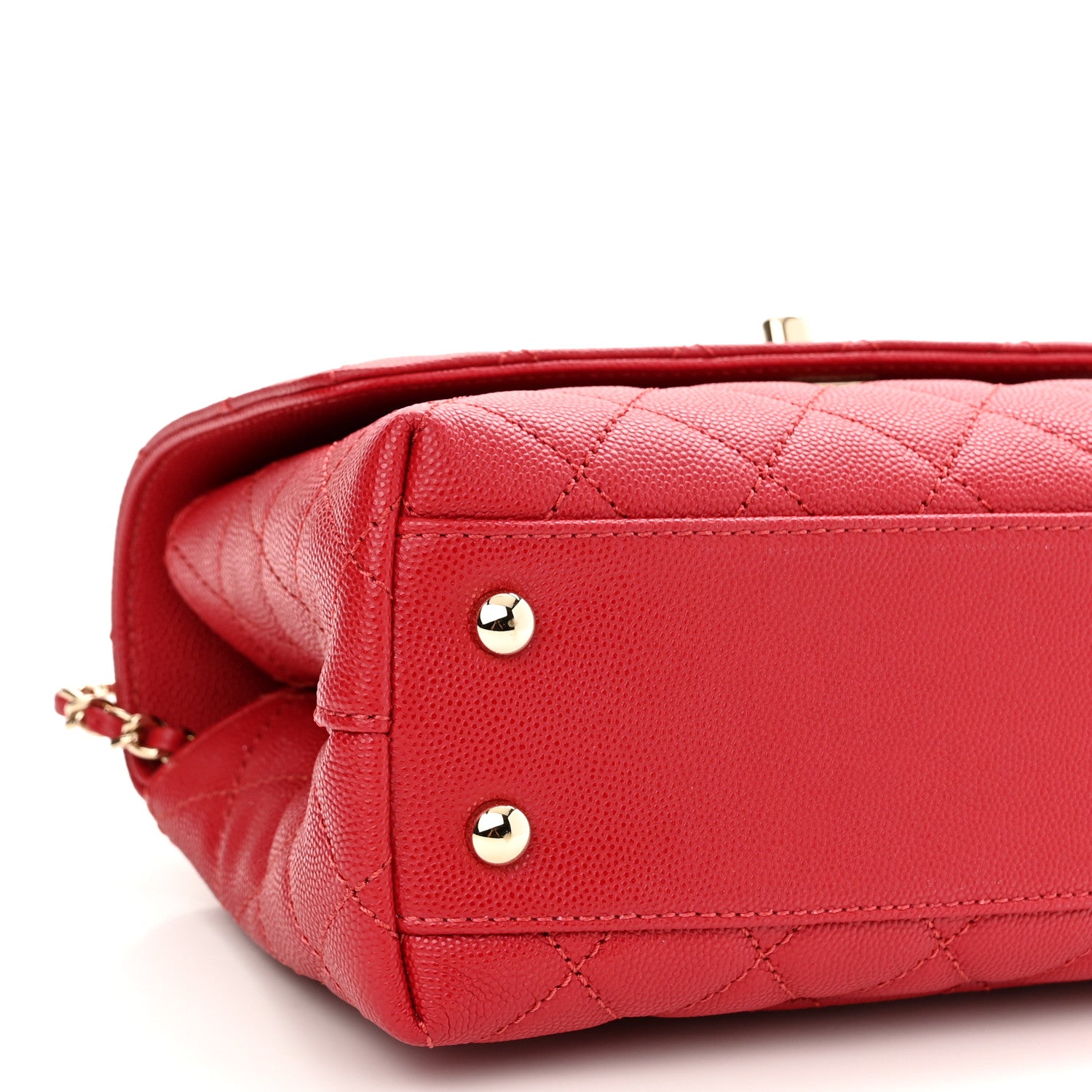 Chanel Caviar Quilted Mini Coco Handle Flap Red 8 of 9