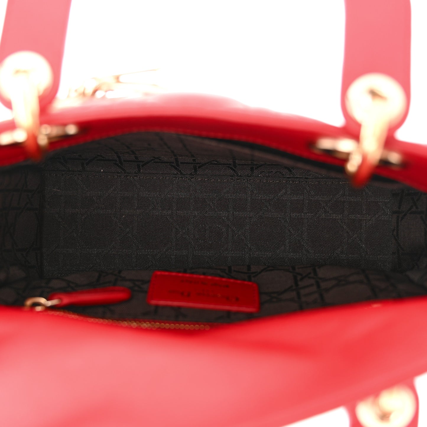 Lambskin Cannage Small Lucky Badges My Lady Dior Red