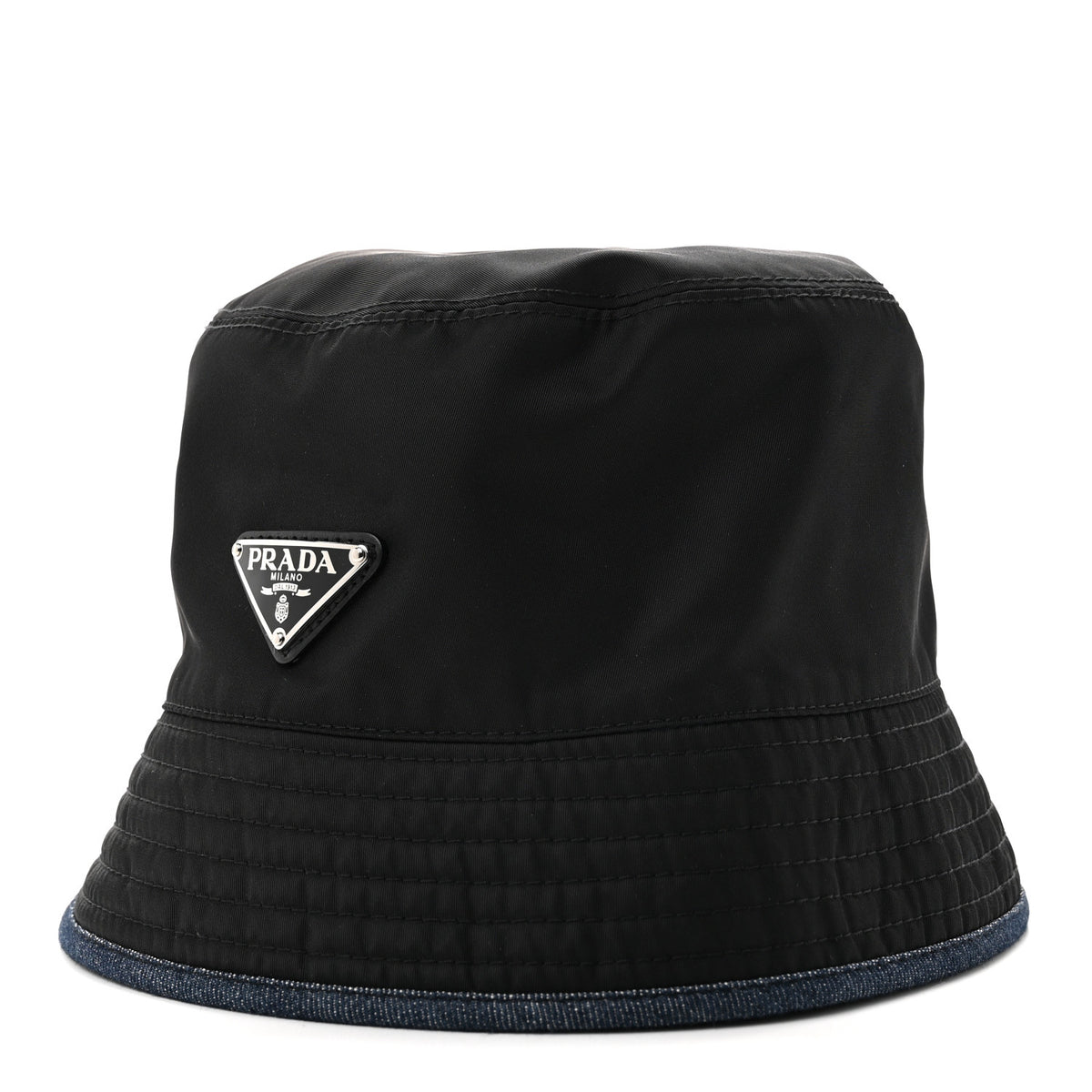 Prada Denim Re-Nylon Reversible M Bucket Hat Blue Black 1 of 11
