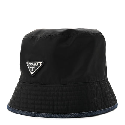 Prada Denim Re-Nylon Reversible M Bucket Hat Blue Black 1 of 11