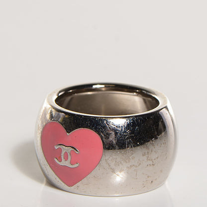 Chanel Enamel Valentine CC Ring 7 Pink 3 of 4