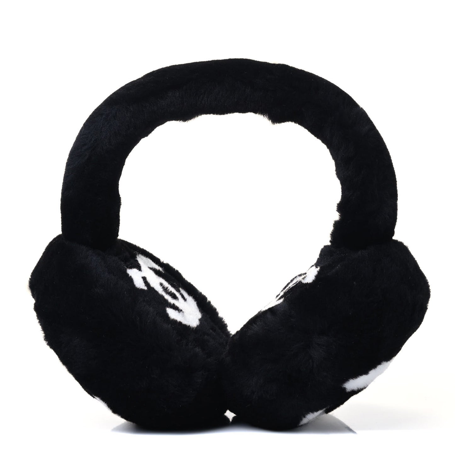 Shearling CC Ear Muffs Black White