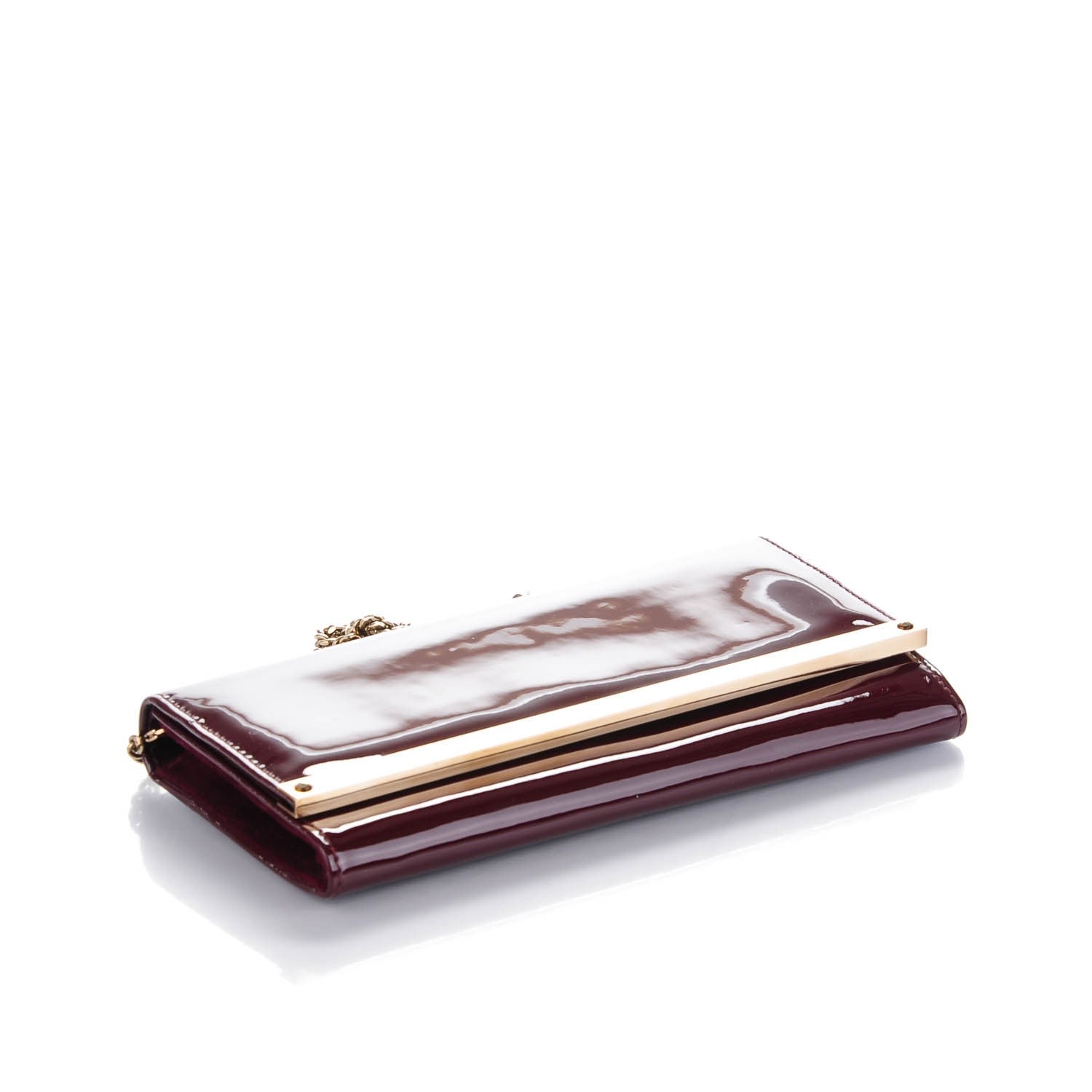 Jimmy Choo Patent Milla Wallet on Chain Bordeaux 4 of 7
