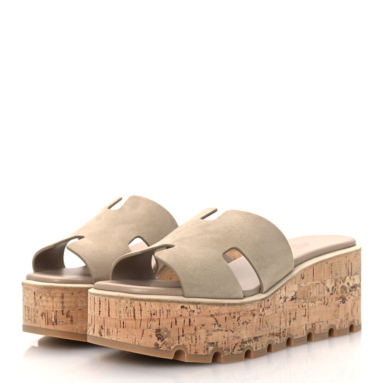Hermes Suede Goatskin Cork Eze 30 Sandals 38 Beige Argile 4 of 11