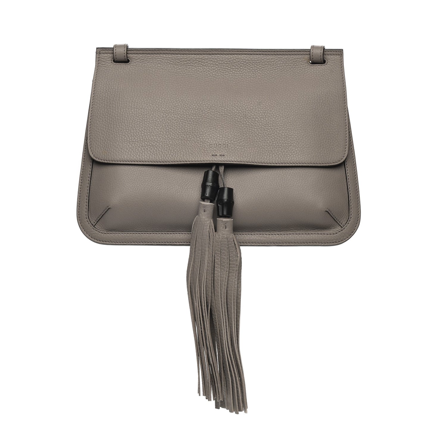 Cellarius Calfskin Medium Bamboo Daily Flap Shoulder Bag Storm Grey