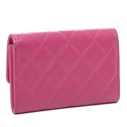 Chanel Lambskin Quilted Flap Card Holder Pink 2 of 8