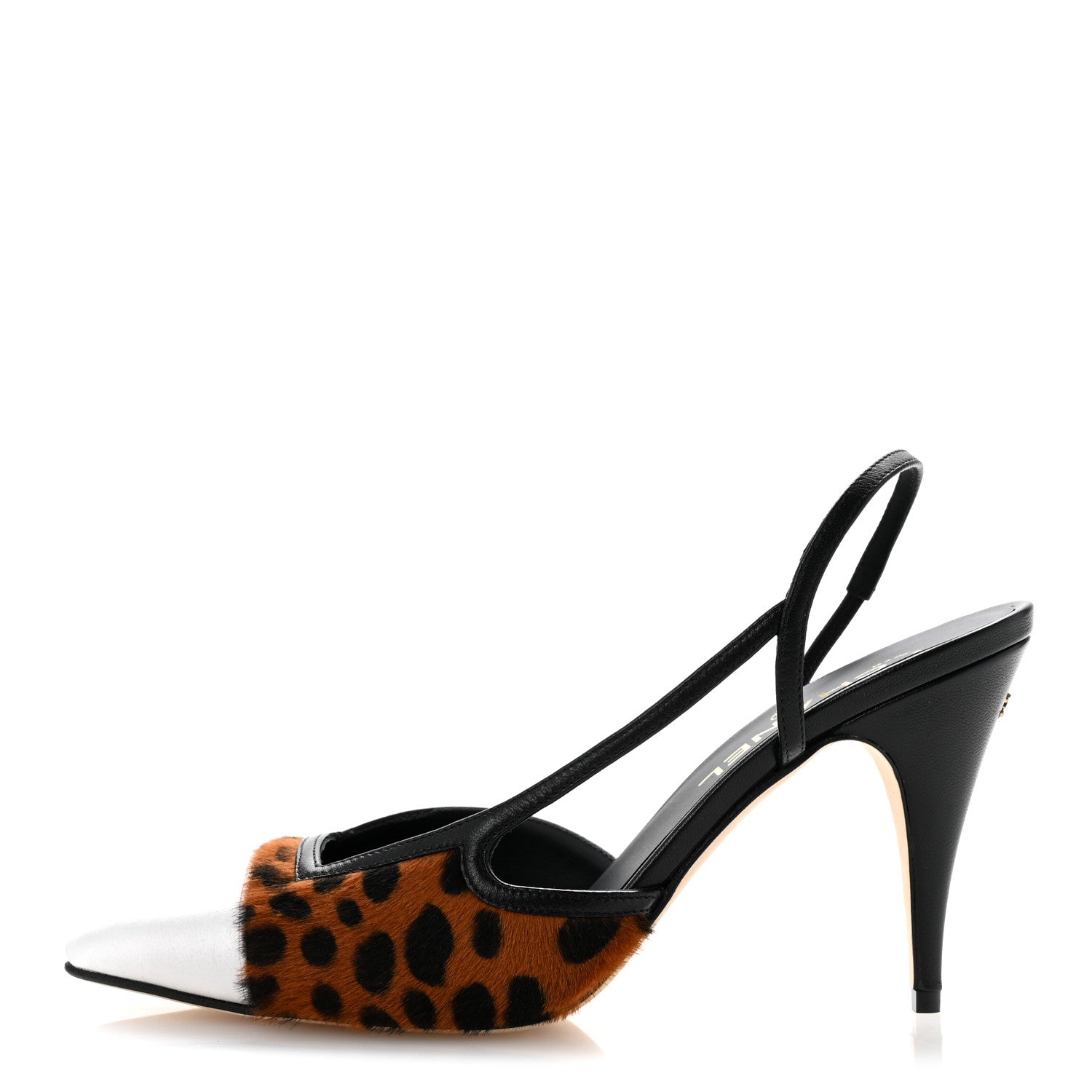 Chanel Lambskin Mixed Fibers Cap Toe CC Slingback Pumps 40 Brown Black White 1 of 10