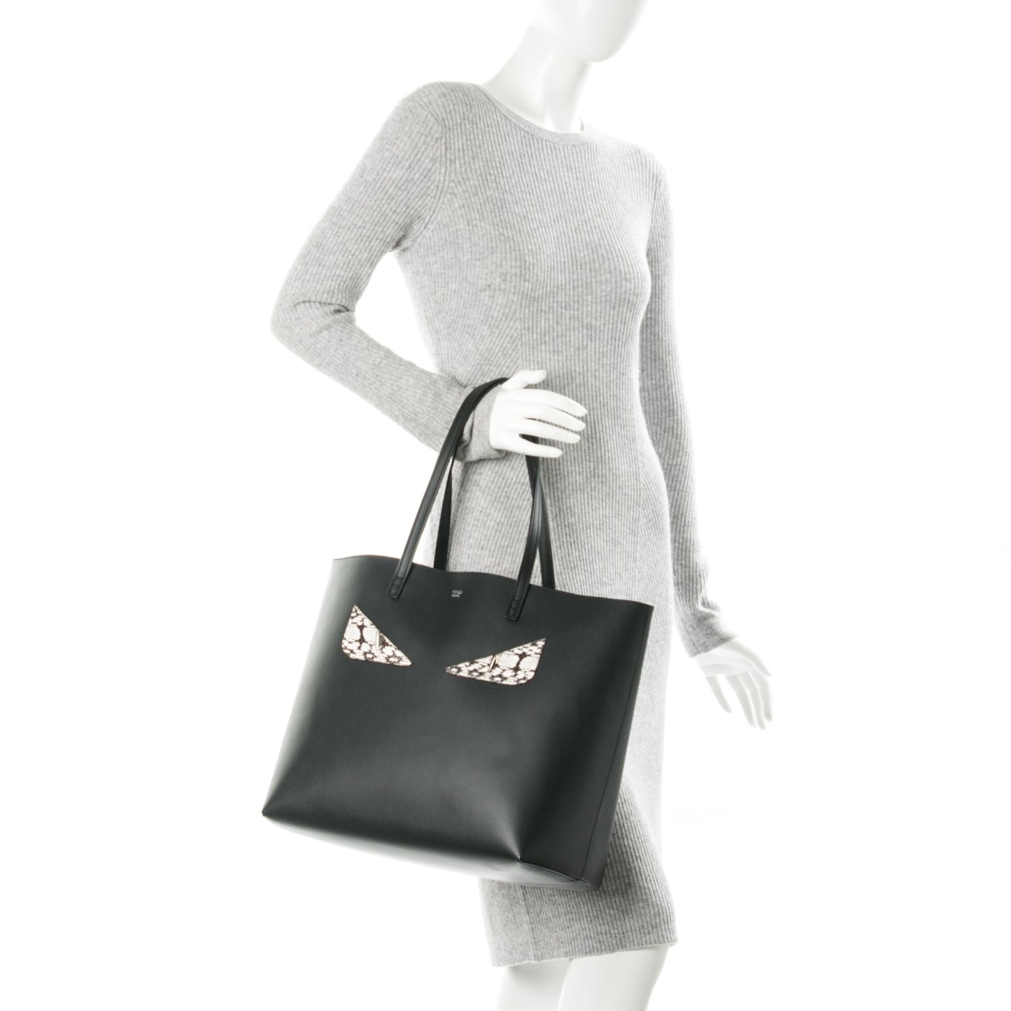 Vitello Ginevra Elaphe Monster Eyes Shopping Tote Black Naturale