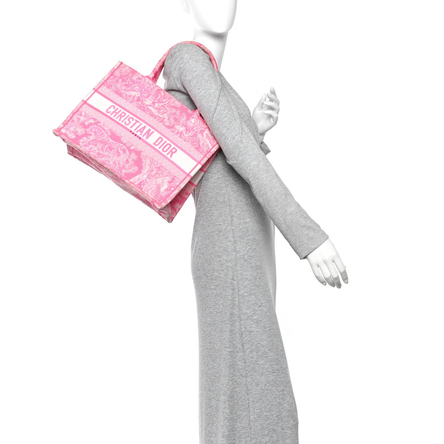 Christian Dior Canvas Embroidered Medium Dioriviera Toile De Jouy Book Tote Fluorescent Pink 2 of 12