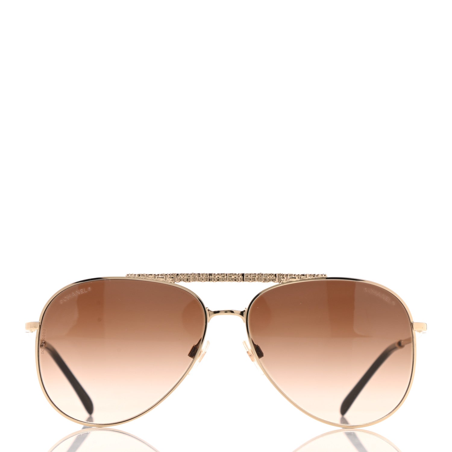 Chanel Aviator Metallic Pilot Sunglasses 4231 Gold 2 of 8