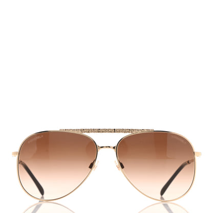 Chanel Aviator Metallic Pilot Sunglasses 4231 Gold 2 of 8