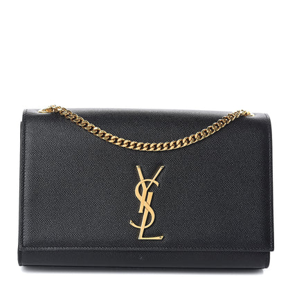 Saint Laurent Grain De Poudre Medium Classic Monogram Kate Satchel Black 1 of 8