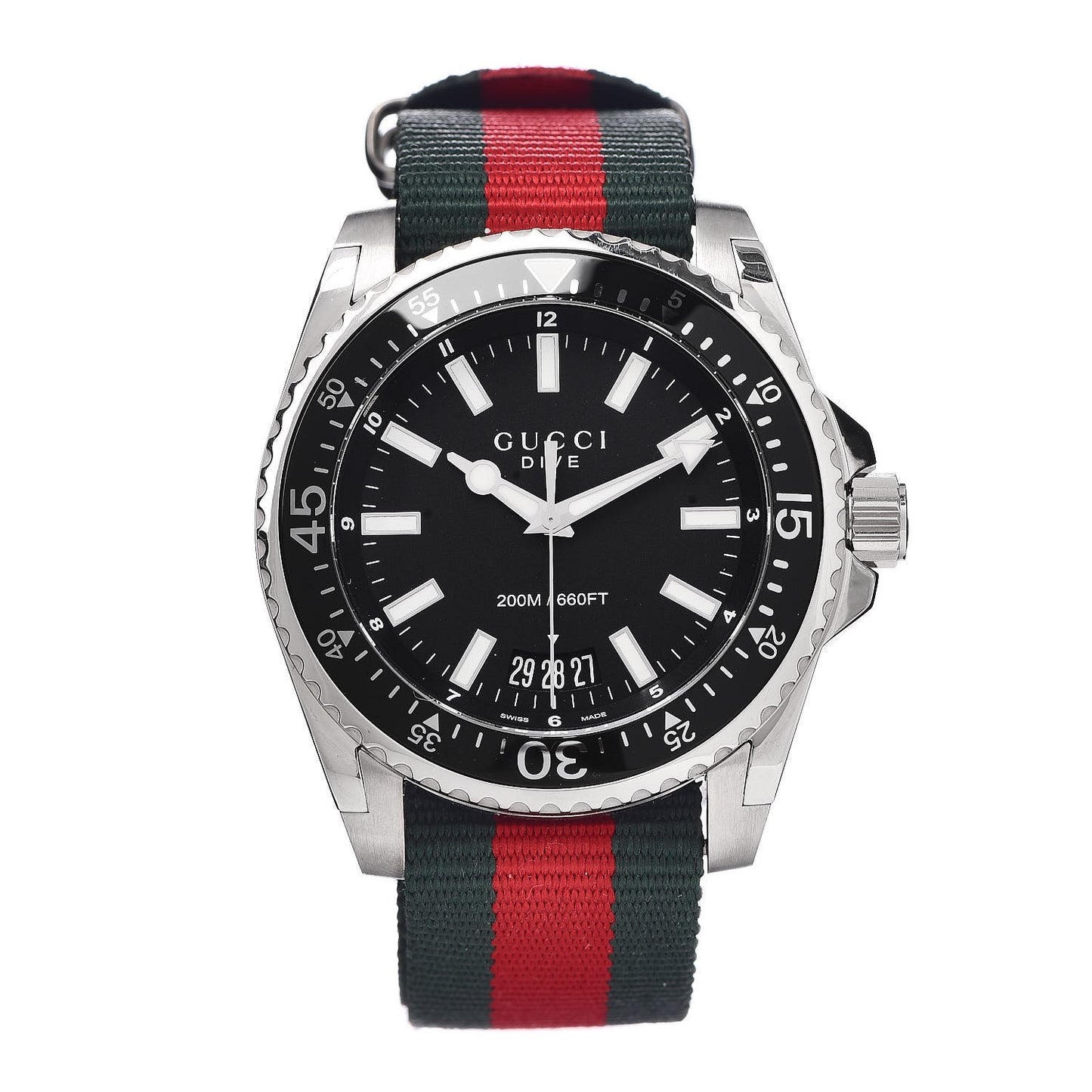 Stainless Steel Nylon 45mm Dive Quartz Watch Black